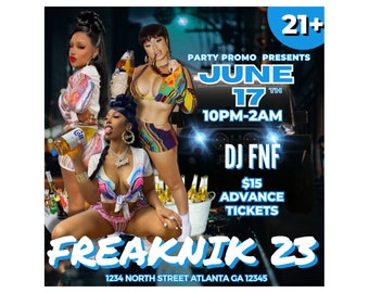 Freaknik Flyer, Freaknik Party Flyer, Club Flyer, Party Flyer, Nightclub Flyer, Party Invite, Freaknik Invite, Freaknik, Invitation, Party
