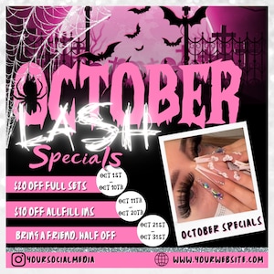 Halloween Lash Flyer, Halloween Lash Sale, Lash Halloween Flyer, October Booking, Fall Lash Flyer, Lash Flyer, Lash Sale Flyer