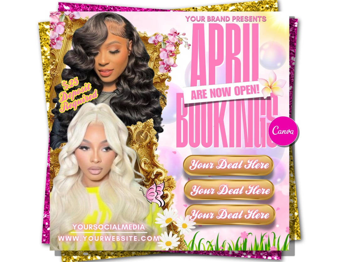April Booking Flyer, April Hair Flyer, April Braid Flyer, April Lash ...