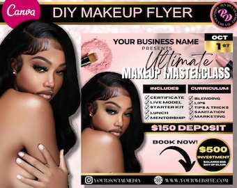 MUA Course Flyer , DIY Makeup Class Flyer , Instagram Flyer , Canva Template , Makeup Course Flyer , MUA class flyer , Editable Makeup Flyer