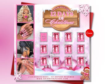 12 Days of Christmas Flyer, December Appointment Flyer, Christmas Appointments, Makeup, Nail Flyer, Lash Flyer, Makeup Flyer, Wax, Loc