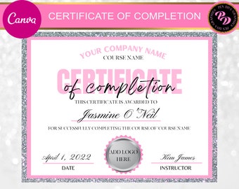 Certificate of Completion Template, Lash Training Certificate, Beauty Certificate, Nails Certificate, Certificate Template Editable