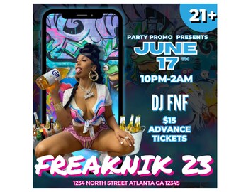Freaknik Flyer, Freaknik Party Flyer, Club Flyer, Party Flyer, Nightclub Flyer, Party Invite, Freaknik Invite, Freaknik, Invitation, Party