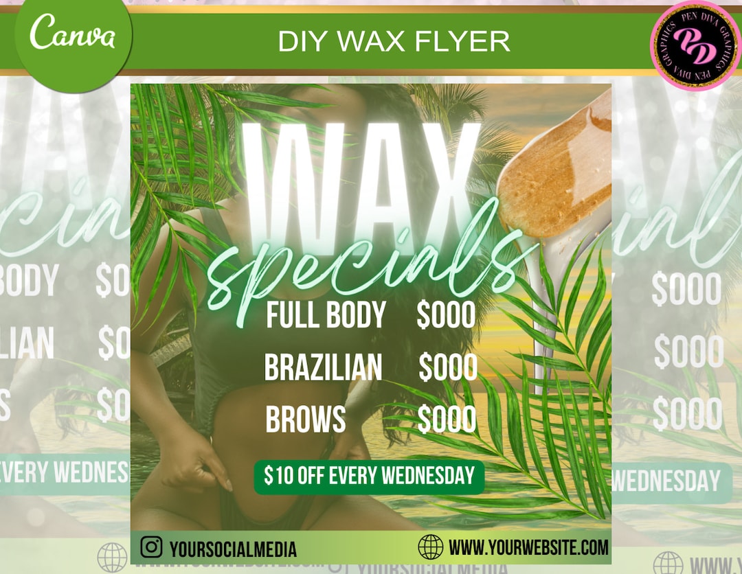 Waxing Flyer, Wax Flyer, Summer Flyer, Brazilian Wax Flyer, Esthetician