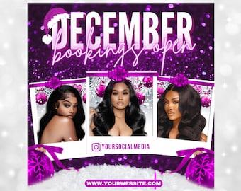 December Booking Flyer, Appointments Available Flyer, Hairstylist Flyer, Book Now Flyer, Hair Appointments, Editable, Flyer Template