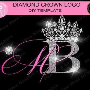 DIY Crown Logo, Diamond Logo,  DIY Beauty Logo, Glam logo, beauty logo design, feminine logo, Lash logo, eyelash logo, diamond logo