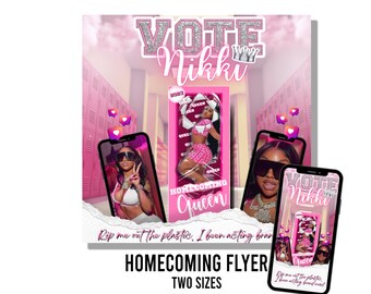 Homecoming Queen Flyer, Vote Homecoming Queen, Homecoming Flyer, Homecoming Campaign, Class Campaign, Homecoming, Social Media Flyer, Canva
