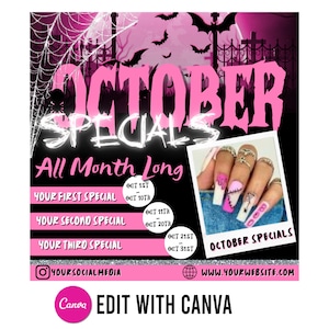 Halloween nagelflyer, Halloween nagelrea, Nagel Halloween flyer, Oktoberbokning, Höst nagelflyer, Nagelflyer, Nagelrea flyer