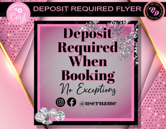 Deposit Required Deposit Flyer Hairstylist Flyer No Deposit - Etsy