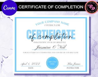 Certificate of Completion Template, Lash Training Certificate, Beauty Certificate, Nails Certificate, Certificate Template Editable