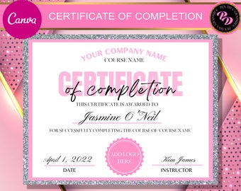 Certificate of Completion Template, Lash Training Certificate, Beauty Certificate, Nails Certificate, Certificate Template Editable