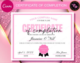 Certificate of Completion Template, Lash Training Certificate, Beauty Certificate, Nails Certificate, Certificate Template Editable