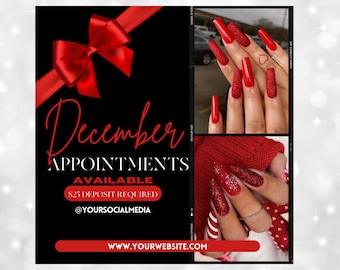 December Booking Flyer, Appointments Available Flyer, December Books Open, Nail Flyer, Booking Flyer, Nail Sale Flyer, Nail Tech Flyer