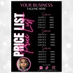 Price List Template, Price List Flyer, Price List, Hair Price List, Wig Flyer, Flyer Template, Nail Flyer, Braid Flyer, Nail Flyer, Makeup