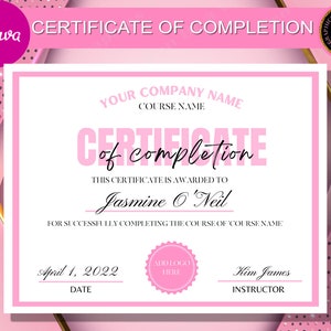 Certificate of Completion, Certificate of Completion Template, Lash, Nail, Wig Making Class, Makeup, Hair, Makeup Class Flyer image 1
