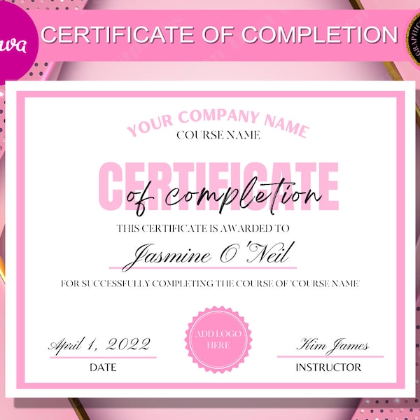 Certificate of Completion,  Certificate of Completion Template, Lash, Nail, Wig Making Class, Makeup, Hair, Makeup Class Flyer