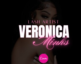 Glam Logo, Neon Logo, Pink Logo,  Hair Logo, Lash Logo, Boutique Logo, Logo Template, Editable, Canva Logo, Beauty Logo, Hairstylist Logo