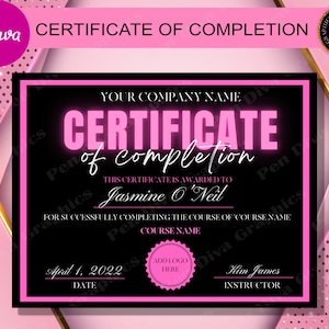 Certificate of Completion Template, Lash Training Certificate, Beauty Certificate, Nails Certificate, Certificate Template Editable