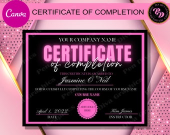 Certificate of Completion Template, Lash Training Certificate, Beauty Certificate, Nails Certificate, Certificate Template Editable