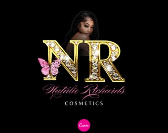 Glam Logo, Diamond Logo, Gold Logo, Butterfly Logo, Pink Logo. Hair Logo, Lash Logo, Boutique Logo, Editable, Beauty Logo, Hairstylist Logo