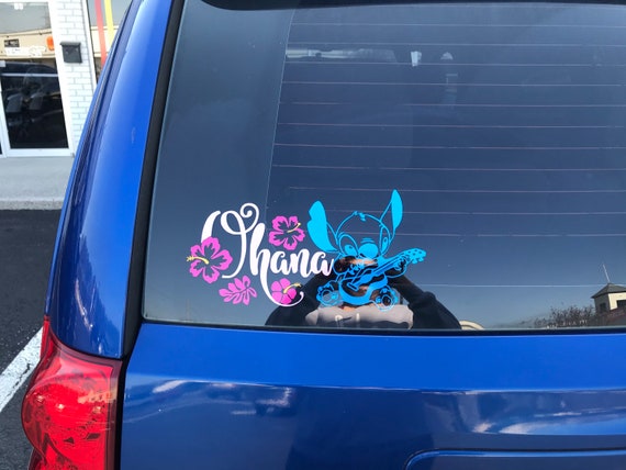SK Designs- Ohana Lilo and Stitch Car Stickers and Decals, Cute Car Decal,  Funny Stickers for Cars, Truck, Van, Laptop, and Window- White- 5.5 inches-  ...