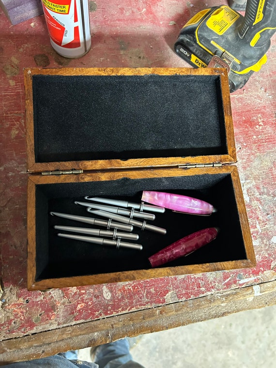 Made to order Custom Keep safe box with a set of crochet hooks with two handles!  you pick the color of box and handles.