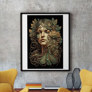 Art Nouveau Style Woman Portrait Print - Decorative Wall Art