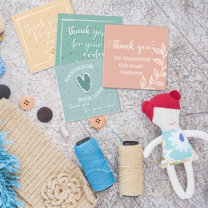 Printable "THANK YOU" Tag for Small Businesses, Package Notes for Orders, Elegant Tags For Branding, Instant Download Square Tag