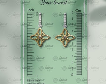 EDITABLE Earrings Display Card with Ruler, Jewelry Display with Measurement, Centimeter and Inch Earrings Display for Small Businesses