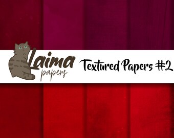 May include: Four digital paper textures in shades of red and pink. The papers have a subtle, textured look. The text "Laima Papers Textured Papers #2" is at the top of the image.