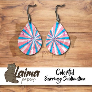 Colorful Print Digital Sublimation Earring Designs Template PNG, Instant Digital Download, Earring Blanks Design, Printable ES96