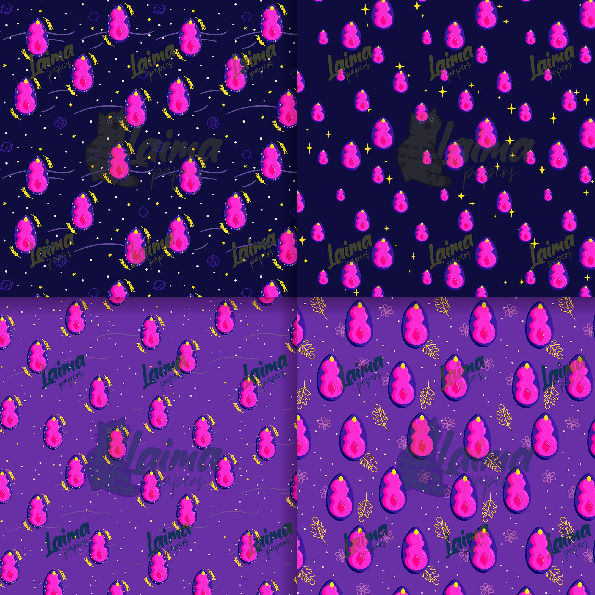 Psychedelic Vulva Scrapbook Paper Set Digital Printable Etsy