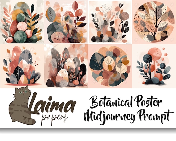 How to Make Botanical Boho Posters with AI Professional Midjourney Prompt, Midjourney AI Art, Tested & Customizable, Best Midjourney Prompt