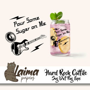 Hard Rock | 16oz Libbey Cutfile, Svg Dxf Png Eps File Téléchargement numérique | Versez-moi du sucre sur moi