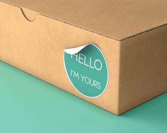Printable Round Sticker Label, Box - Lid Sticker Label, Pre Designed Circular Modern Sticker Label, Instant Download, Hello Im Yours 4 CM
