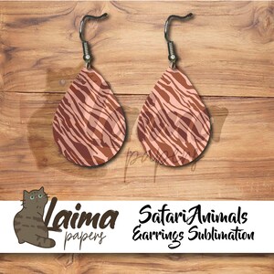 Animal Safari Print Digital Sublimation Earring Designs Template PNG, Instant Digital Download, Earring Blanks Design, Printable ES96
