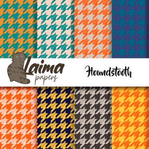 Houndstooth Digital Scrapbook Paper, Printable Houndstooth Paper, DIY Craft Paper Kit, Modern Paper Print, Boho Printable Houndstooth Paper
