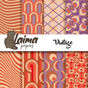 Oldschool Digital Paper, Retro Scrapbook Paper, 60s Packing Paper, Vintage Old School Scrapbook Paper for Crafting