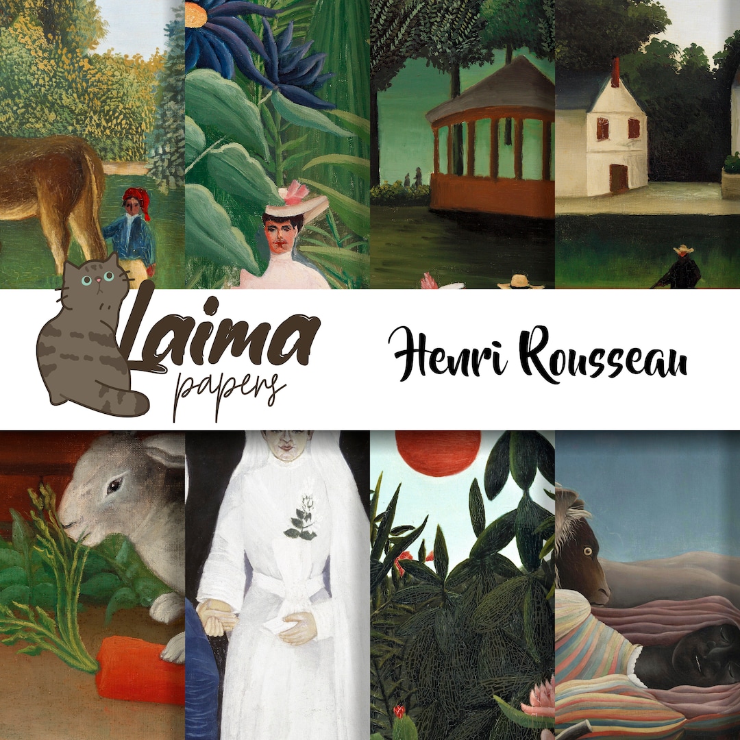 Henri Rousseau Printable Scrapbook Papers, Digital Art Backgrounds ...