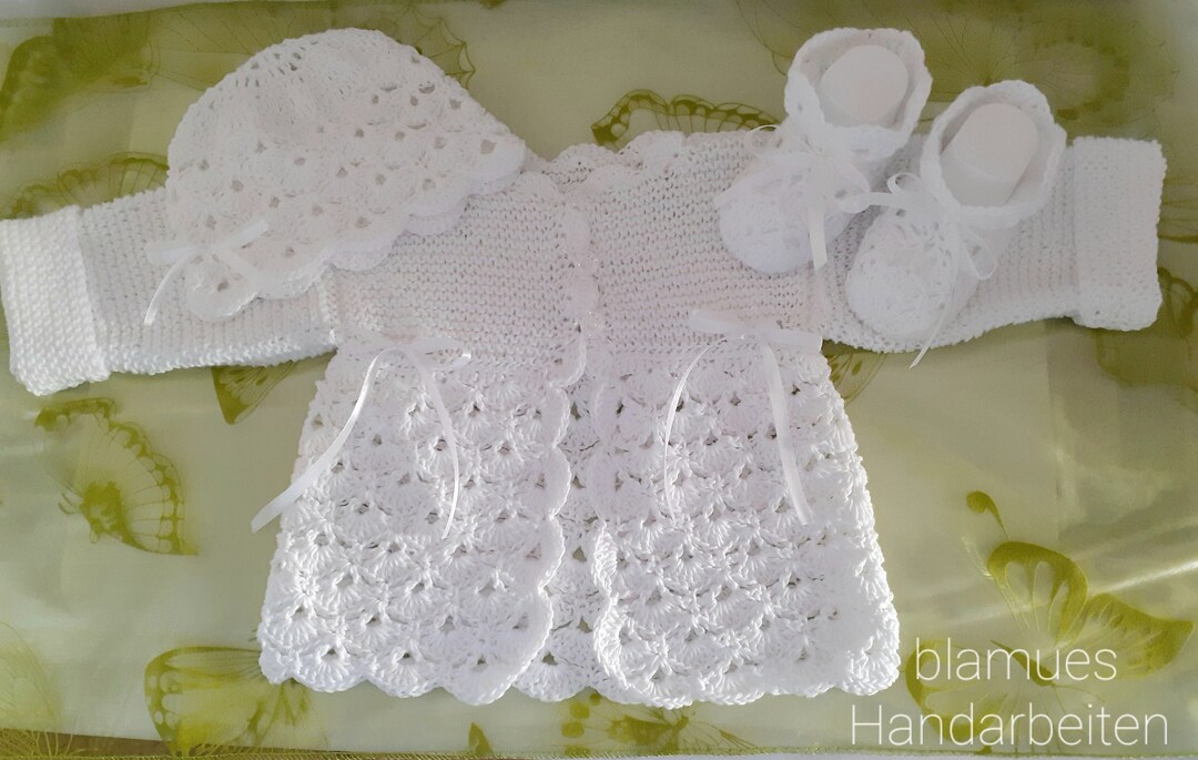 Baptism Set Baby Set Jacket Hat and Shoes Knitted and Etsy