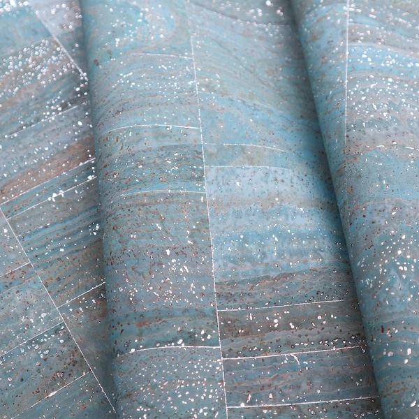 Cork Fabric Sheet - Silver Lagoon