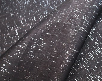 Cork Fabric Sheet -  Black with Silver Metallic