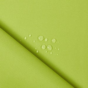 May include: Close-up of a bright green fabric with water droplets on the surface. The fabric is smooth and has a slight sheen.