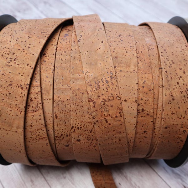 Flat Cork Cord by the Yard-  Tobacco