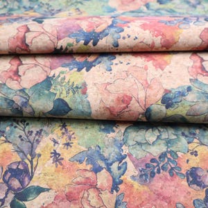 Cork Fabric Roll - Floral Watercolor