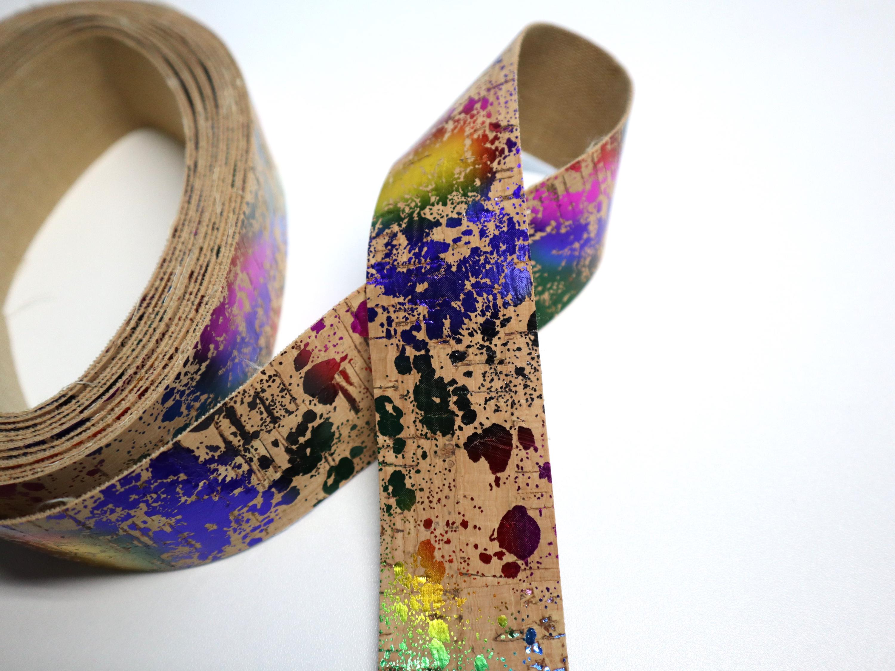 Cork Ribbon by the Yard - Rainbow Splatter - Etsy