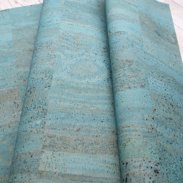 Cork Fabric Sheet - Blue Lagoon