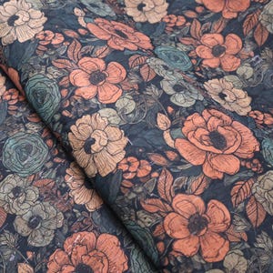 Cork Fabric Roll -  Antique Blooms