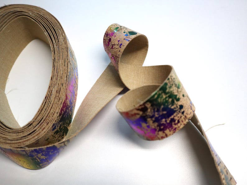 Cork Ribbon by the Yard - Rainbow Splatter - Etsy