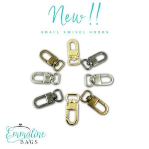 May include: Seven small swivel hooks in gold, silver, and antique brass finishes.  New!! Small Swivel Hooks.